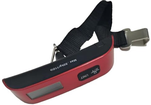 ROTOPATA Kofferwaage Digital mit Haken, Gepäckwaage für Reisen mit Temperatursensor, LCD Anzeige, Max 50KG / 110 lb, Hängewaage für Koffer, Kofferwage Luggage Scale (Rot)