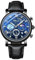JewelryWe Herrenuhr Echtleder Chronograph Uhr: 30m Wasserdicht Analog Quarz Armbanduhr Herren Schwarz Lederband Sternenhimmel Multifunktional Uhr mit Kalender, Leuchtzeiger, Stoppuhr, Schwarz Gehäuse
