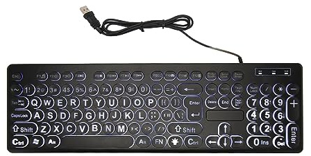 Tastiera Cablata 104 Tasti Retroilluminata con Caratteri Grandi, Tastiera Standard USB per Ufficio e Casa, Ideale per Anziani e Ipovedenti, Plug & Play
