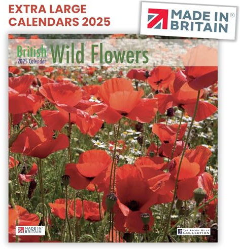 Calendar 2025 British Wild Flowers 2025 Calendar UK Holidays Eco-Friendly MADE IN BRITAIN® with 100% Solar Energy on FSC® Paper Photos by ARCHIE MILES - Supports The Woodland Trust Tree Planting
