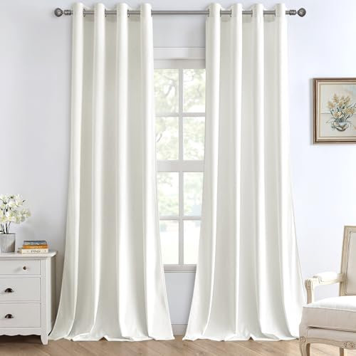 MIULEE Weiß Samtvorhang Ösen 2er Set 140X280, Blickdichte Vorhänge Samt für Schlafzimmer Wohnzimmer, Wunderschön Weich Vorhang Verdunkelung Velvet Curtains, Verdunkelnd Samt Gardinen Blickdicht