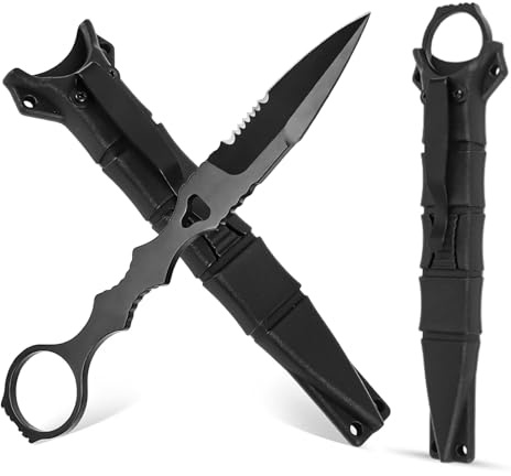 NCZCDZSW EDC Messer Mit Kydex Scheide 17CM 440C Jagdmesser Feststehende Klinge Scharfes Taschenmesser Kampf Neck Knife Stiefelmesser Für Camping Outdoor Bushcraft