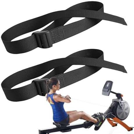 Rudermaschinen-Fußschlaufen – 2 x Fußschlaufen für Untertisch-Trainer, Rudermaschinen-Fußschlaufen für Beinsport, Fitnessstudio, Radfahren, Pedal-Fußriemen
