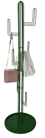 KhUkhu Appendiabiti da terra, appendiabiti indipendente, con base rotonda stabile, a forma di cactus, per vestiti, cappelli e borse, per ingresso, corridoio, camera da letto,Verde