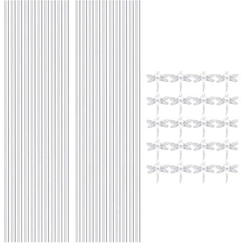 Acrylic Plant Post - Clear Orchid Post, Plant Support Sticks | 20pcs Plant in Play Transparent with Clips. Dragonfly Orchid Clips to Support Grow Supplies ve
