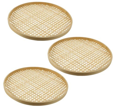VINTORKY 3Piezas Cestas Bambú Natural con Coladores y Verduras Organizador Práctico