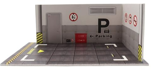 Échelle de boîte de garage 1:24 - Mini parking - Diorama - Affichage des voitures - Petit présentoir de véhicule - Garage collectionneur - Voitures - Fond réaliste de scène de voiture - Modèle Diecast
