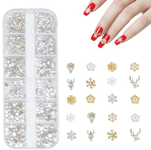 NICENEEDED Weihnachts Nailart Strasssteine Girlande Rentier Schneeflocke Nagel Charms Luxuriöses Nagelzubehör Nagelschmuck Schmuck Für Frauen Nagel DIY Design