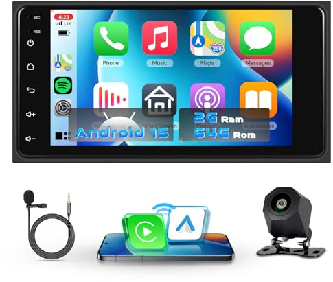 VECHTEL Autoradio 2G+64G Android 15 für Toyota Hilux RAV4 Corolla Prado Land Cruiser, 7 Zoll IPS HD 2.5D Touchscreen Auto Radio mit Drahtlos Carplay Android Auto GPS Wi-Fi USB Bluetooth FM RDS Kamera
