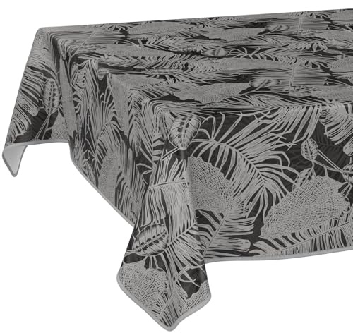 Wachstuchtischdecke Tischdecke abwaschbar Wachstischdecke pflegeleicht wasserabweisend Lotuseffekt Gartentischdecke Nachttropik 100 x 140 cm mit Saum (Eingefasst)