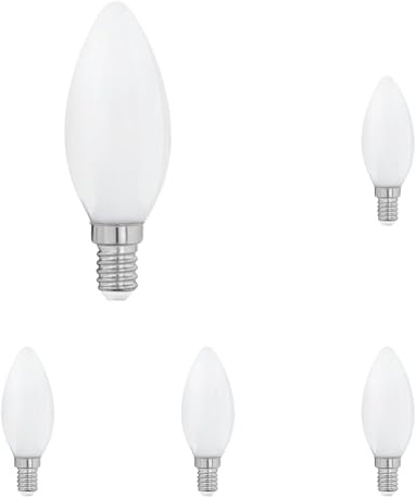 EGLO E14 LED Lampe, Glühbirne Milky in Kerzenform, 7 Watt (entspricht 60 Watt), 806 Lumen, Leuchtmittel Kerze warmweiß, 2700 K, Glühlampe C35, Ø 3,5 cm (Packung mit 5)