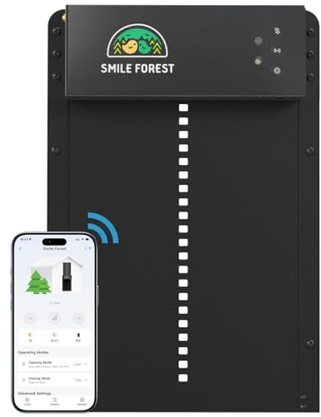 Intelligente automatische Hühnerstalltür, solarbetrieben, WiFi & Bluetooth Hühnertür mit App-Steuerung, 8000 mAh Akku, Sonnenaufgang Sonnenuntergang Timer, Einklemmschutz, Raubtiersichere
