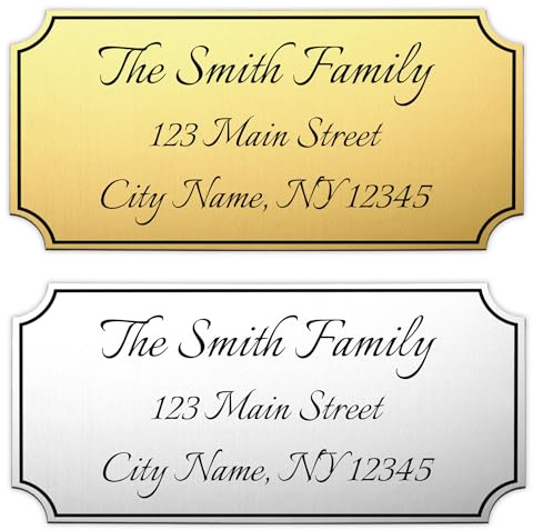 OTXIXTO Personalized Name Plates Custom Engraved Name Address Brushed Plastic Door Plate with Adhesive Backing for Interior Exterior Door Mailboxes Office (C1-Silver)
