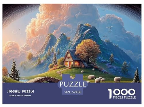 Landscape of Green Mountain 1000 Stück Premium-Karton Puzzle Storybook Cottage Stressabbau Kreatives Spiel Puzzles Für Erwachsene Und Kinder 52x38cm/1000pcs