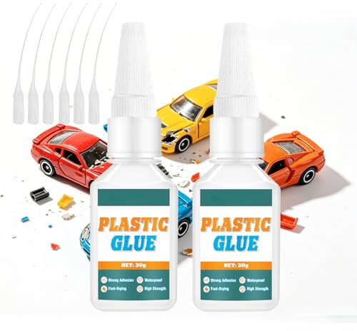 Ninnyi 2 Pcs Strong Plastic Glue Heavy Duty. Fast Dry Extra Strong Glue for Pvc, Models, 3d Prints, Toys, Acrylic