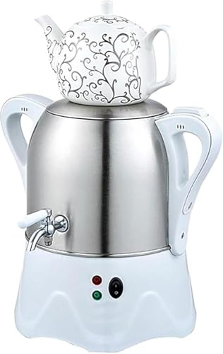Elektrischer Türkischer Teebereiter, 3L Samowar mit Warmhaltefunktion, Edelstahl Teekanne und 1L Keramik Teekanne für Kaffee, Dufttee