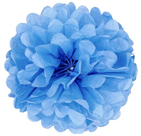 JZK 10 x Baby blau Pompoms Pompons, 25cm Durchmesser, Seidenpapier blume Dekoration für Wohnzimmer Hochzeit Geburtstag Babyparty Kinder Party Weihnachten Silvester