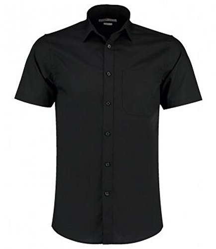Kustom Kit Mens Short Sleeve Tailored Poplin Shirt (20) (Black)