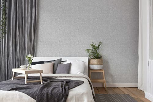 A.S. Création awallo Carta da parati in tessuto non tessuto, effetto lino, 10,05 m x 0,53 m, grigio, Made in Germany 354426 3544-26
