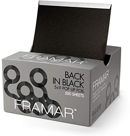 FRAMAR Schwarz Strähnenfolie Für Friseur - Alufolie Friseur, Alufolie Für Strähnen Set, Haarfolie, Strähnchenfolie, Friseur Folie Strähnen, Strähnchen Folie, Haarfarbe Friseurbedarf, Folieren - 500