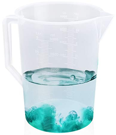 Kalevel Plastic Measuring Cup Beaker 3000ml Liquid Graduated Measuring Pitcher Clear Kitchen Handled Measuring Cups with Pour Spout (3000ml)