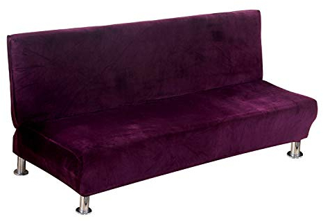 PETCUTE Sofabezug ohne armlehne futonbezug Stretch sofahusse ohne armlehne sofaüberwurf schlafsofa bezug ohne armlehne Dunkelviolett
