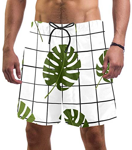 Eslifey - Costume da bagno da uomo con foglie di palma tropicali Multi L