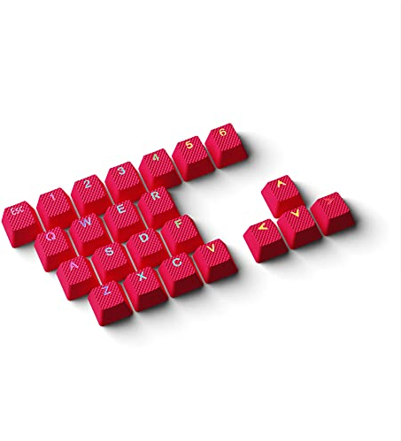 HK Gaming Rubber Keycaps Set | Anti-Slip Texture | Doubleshot Backlit Keycap Set | 23 Keys OEM Profile Key Set | For Mechanical Keyboard | Compatible with Cherry MX, Gateron, Kailh | Monza Red