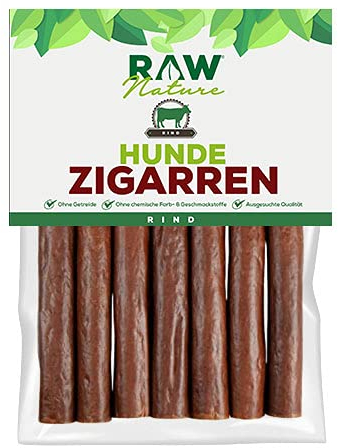 RAW Nature Hunde-Zigarre Rind PUR 7-Stück - 100% natürliches Hundesnack - Monoprotein - hypoallergen & getreidefrei - luftgetrocknetes Rindefleisch - Dörrfleisch - hochwertiges Muskelfleisch