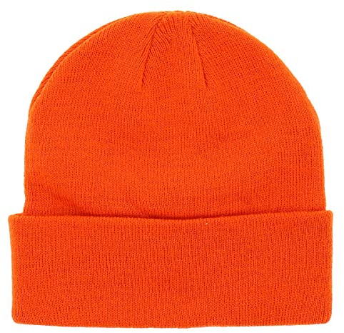 SHIPITNOW Orange Herren oder Damen Wintermütze Einfarbig - Basic Strickmütze ohne Bommel - 100% Acryl Beanie- Einfaches und klassisches Mützen ohne Marke - Einheitsgröße