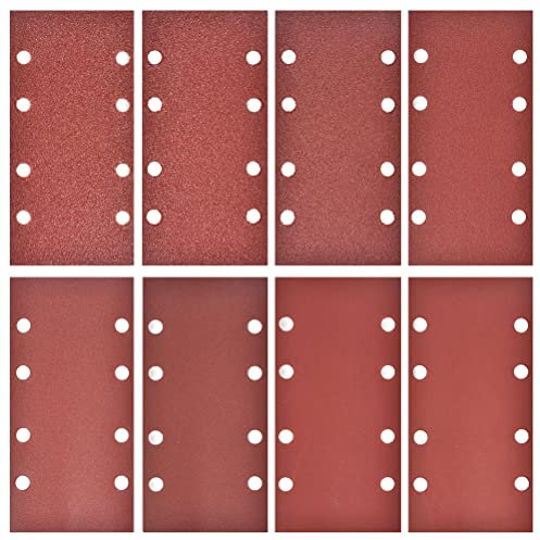 40 Pcs Sanding Sheets(95 x 185 mm),Sanding Paper Hook Loop Sand Sheet Punched 8 Holes Grits 40/60/ 80/120/180/240/320/400,Fit Orbital Rectangular Sander