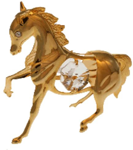 Crystal Temptations 3705 - Caballo de pie (60 x 80 mm, chapado en oro, cristal de Swarovski de 24 quilates, edición en miniatura)