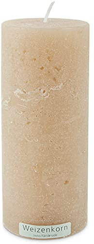 Weizenkorn Stumpen Kerze Ice Nuss 6,6 cm / 16 cm durchgefärbt, handgegossen