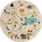 the carpet Happy Life Kinderzimmer, Kinderteppich, Spielteppich, Waschbar, Straßenteppich, Straße, Dschungel, Tiere, Auto, Rund, Beige, 200 cm Rund