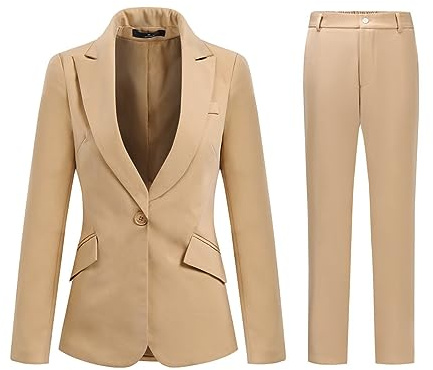 YFFUSHI Women 2-Piece Trouser-Suit Jacket Ladies Formal Office Business Blazer Coat