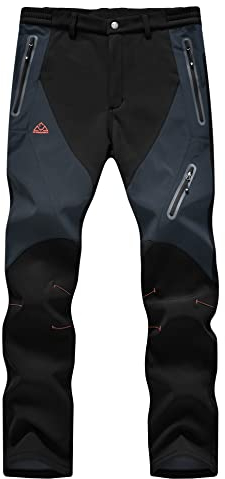 YSENTO Damen Outdoor Wanderhose Wasserdicht Softshellhose Fleece Gefüttert Warm Winter Trekkinghose Skihose(Schwarz,2XL)