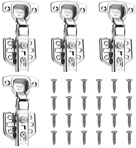4 Stück Scharniere mit Schrauben, Öffnungswinkel 90° für Schrank Möbel、Schranktür Küchenschrank Tür Möbelscharniere、Scharniere Schranktür、Türscharniere.