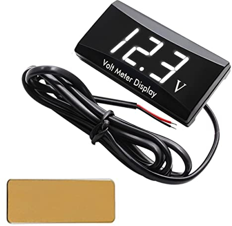 JZK 12 Volt Meter, DC 12V Boat Car Motorcycle LED Voltmeter Waterproof With White Led Display, Motorcycle Voltage Monitor, Motorcycle Voltage Display, Digital Car Voltmeter Gauge