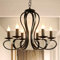 Lfoute Antik Kronleuchter Kerze Hängende Lampe Vintage Eisen Pendellampe Französischer Landhausstil Für Restaurant Kücheninsel Esszimmer Schlafzimmer Foyer Rustikale Pendelleuchte 6 Heads,Schwarz