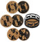 Mango Steam Set of Six Cat Decorative Coasters For Drinks & Mugs With Metal Holder, Black