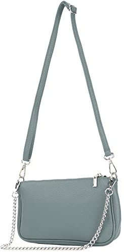 modamoda de T237 Sac à bandoulière en cuir fait main en Italie, bleu pigeon, s