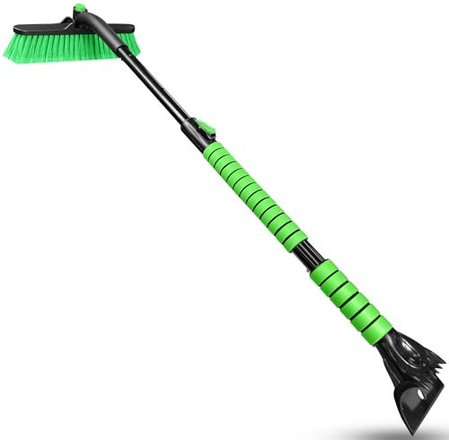 SEAAES Grattoir à Glace et Brosse à Neige de 111,8 cm pour Pare-Brise de Voiture, Brosse de déneigement Extensible avec poignée en Mousse pour Camion, SUV, fenêtre de véhicule