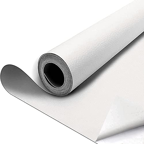 SZMMG 40 * 300cm Blanc Patch de Réparation en Cuir,1 Rouleau Auto-Adhésif en Cuir PU Papier Peint Simili Cuir pour Réparation et Rénovation de canapé,sac à main,vestes,meubles,sièges de voiture