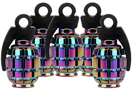 SENZEAL 5 x Aluminiumlegierung Handgranate Stil Universal Auto LKW Motorrad Rad Reifen Ventilkappen Reifen Air Ventil Cover Bunt