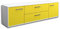 TV-Board Lowboard Aquilina, Korpus in Weiss matt, Front im trendigem Gelb (180x49x35cm), mit Metall Griffen, Made in Germany
