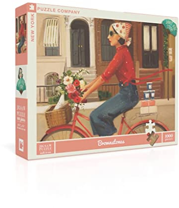 New York Puzzle Company - Janet Hill Brownstones - 1000 Piece Jigsaw Puzzle for Adults by Janet Hill