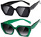 kimorn Sunglasses for Women Men Trendy Retro Trendy Sun Glasses 90’s Vintage Y2K Oversize Square Frame Shades Sunnies K1354 (Black+Green Frame Gradient Grey Lens)