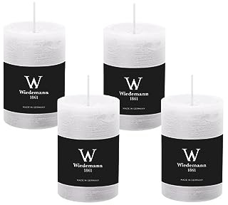 4er Set Adventskranzkerzen Rustik Marble Kerzen durchgefärbt mit Abbrandschutz Weiß 90 x 58 mm
