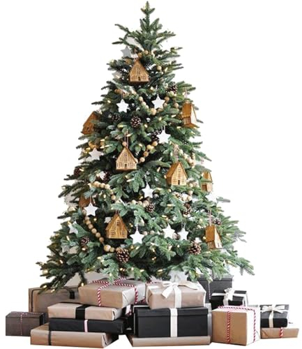 ZUMAHA Holzhaus-Weihnachtsbaum, Weihnachtsbaum mit Tannenzapfen-Ornamenten, künstlicher Baum für Weihnachten, Urlaub, Party, Heimdekoration