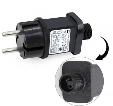 Transformateur LED CZJUTAI IP44 Alimentation pour éclairage de Noël avec prise - Prise européenne (Socle à vis - Constant allumé - DC4.5V 1.35W)